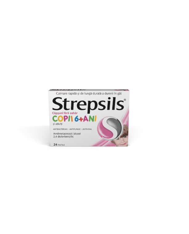 Strepsils Căpșuni fără zahăr, 24 pastile