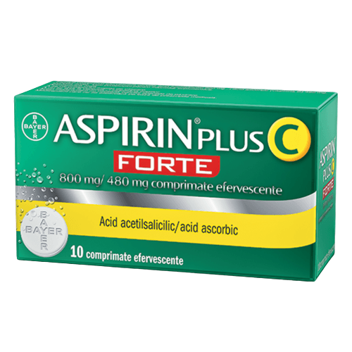 Aspirin Plus C Forte, 800 mg/480 mg, 10 comprimate efervescente, Bayer
