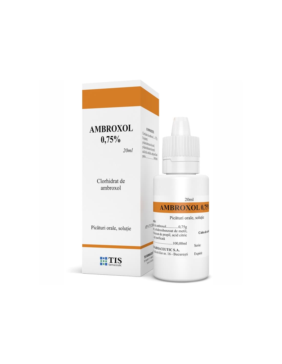 Ambroxol 0.75% picaturi orale, 20 ml, Tis Farmaceutic