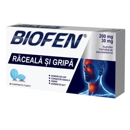 Biofen Raceala si gripa, 20 comprimate, Biofarm