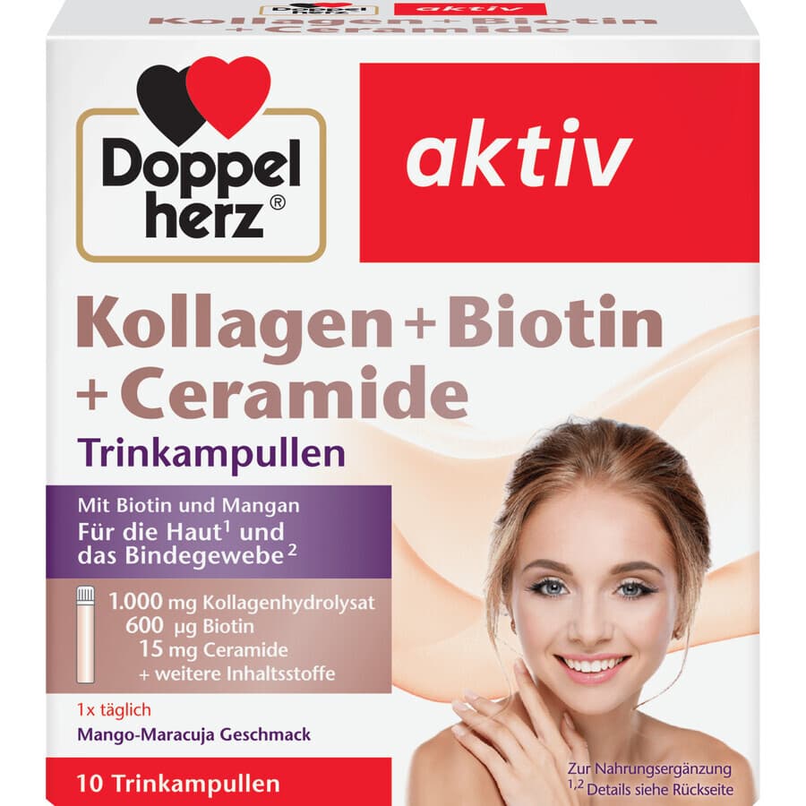 Kollagen + Biotină + Ceramide, 10 flacoane, Doppelherz