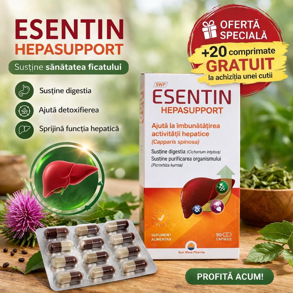 Esentin Hepasupport 90 cps Sun Wave Pharma + 20 Capsule cadou