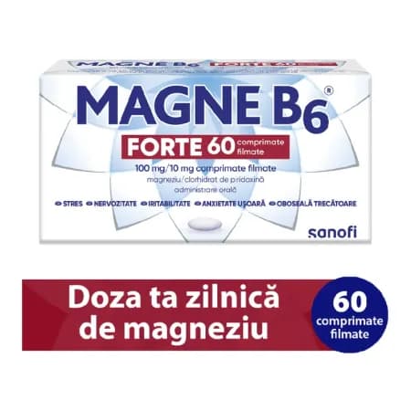 Magne B6 Forte, 100 mg/10 mg, 60 comprimate filmate, Sanofi